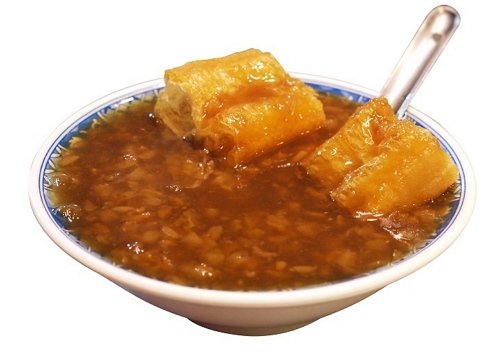 Longan and rice puddingcongee with you tiao at A CaiMa Sweet Soups. (Photo: JiaoTong)